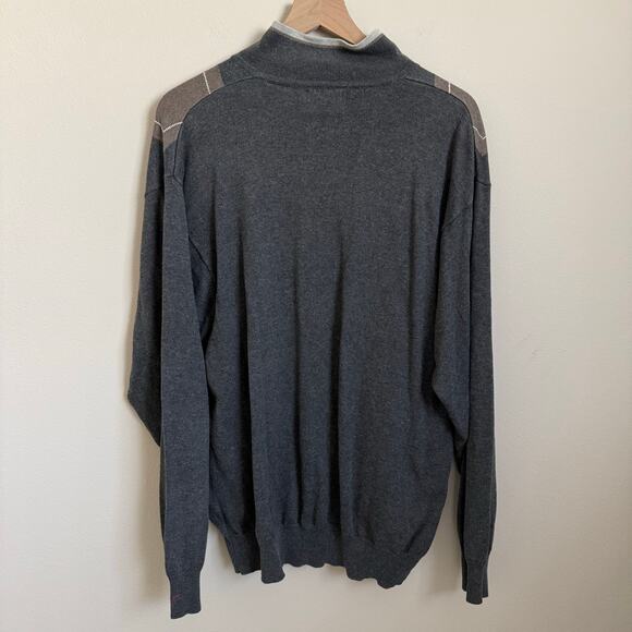 Vintage Greg Norman 90s Mens Gray Argyle Quarter Zip Pullover Sweater Size Large - Picture 6 of 10